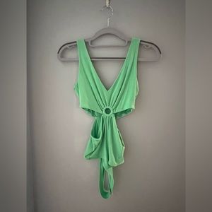 Wild Fable Women's Vibrant Green Side Cut Out Tank Top Bodysuit